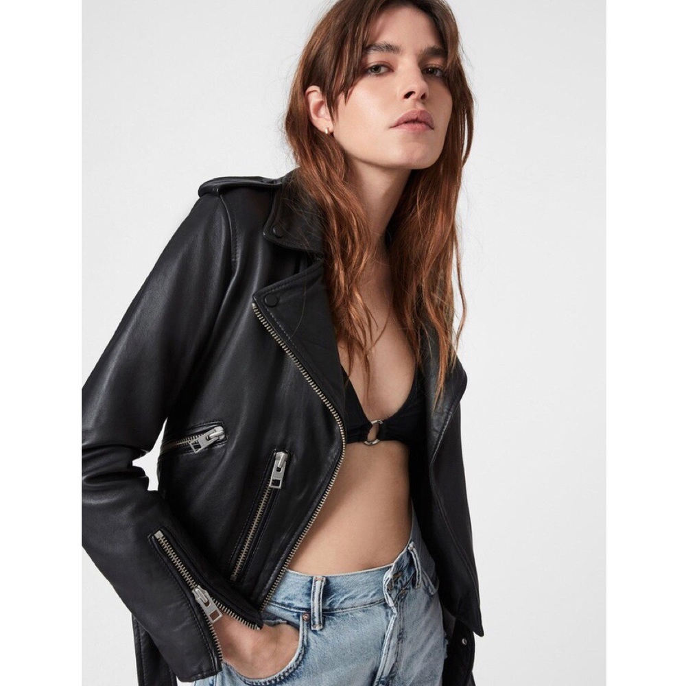 🆕 🔥Allsaints leather biker jacket women size 4